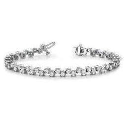 Bracciale Tennis Con Vero Diamanti Fini a Forma Rotonda Solid Wg 14K 6.50 Ct