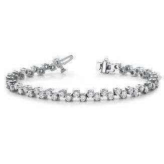 Bracciale Tennis Con Vero Diamanti Fini a Forma Rotonda Solid Wg 14K 6.50 Ct