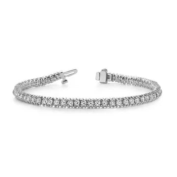 Bracciale Tennis Con Vero Diamanti Rotondi Da 4,35 Carati E Oro Bianco 14K