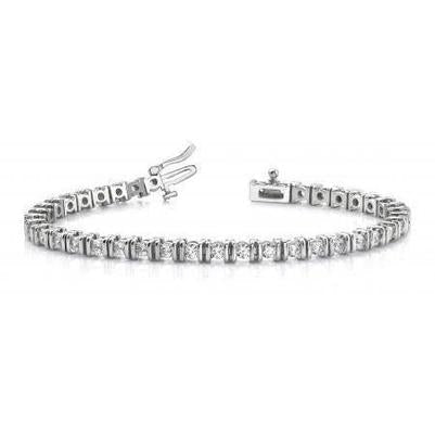 Bracciale Tennis Con Vero Diamanti Rotondi Da 4,40 Carati In Oro Bianco 14K