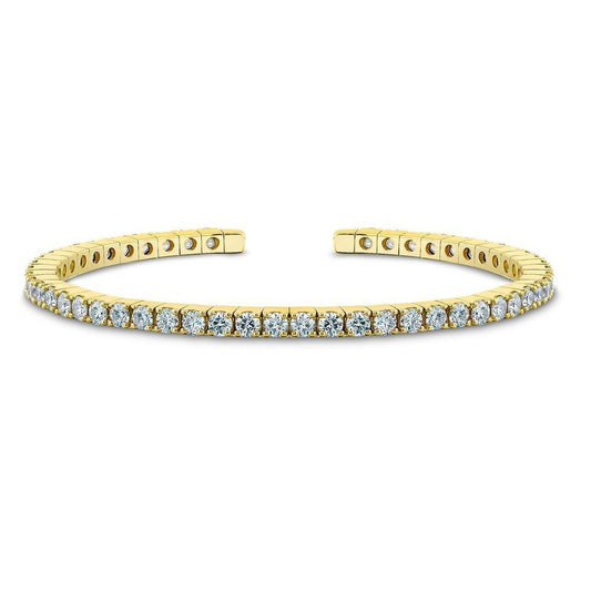 Bracciale Tennis Con Vero Diamanti Rotondi Scintillanti. Oro Giallo 6.50 Carati 14K