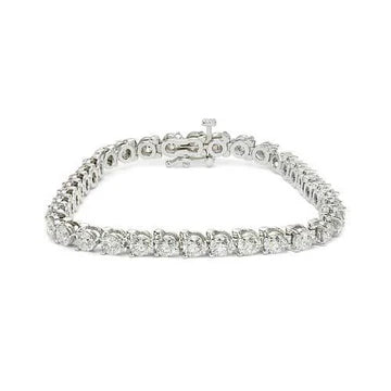 Bracciale Tennis Con Vero Diamanti Rotondi Scintillanti 5.40 Carati WG 14K