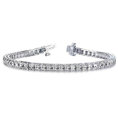 Bracciale Tennis Con Vero Diamanti Taglio Princess. 10,80 Ct Con Gioielli In Oro Bianco 14K