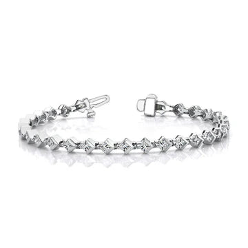 Bracciale Tennis Con Vero Diamanti Taglio Principessa Oro Bianco 4.50 Carati 14K