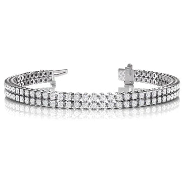 Bracciale Tennis Con Vero Diamanti Taglio Rotondo 6.60 Carati Oro Bianco 14K