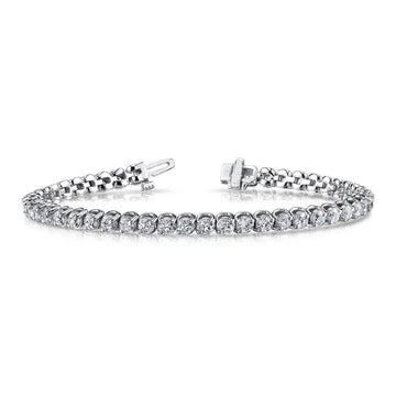 Bracciale Tennis Con Vero  Diamanti Taglio Rotondo 6.75 Carati Two Prong Set WG 14K