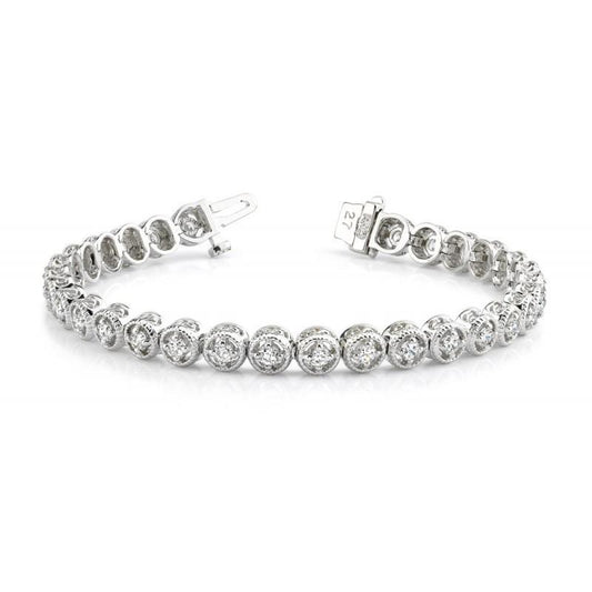 Bracciale Tennis Con Vero Diamanti Tondi 4.80 Carati Oro Bianco 14K