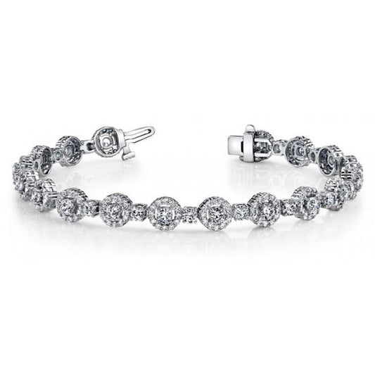 Bracciale Tennis Con Vero Diamanti Tondi Bianchi Oro 14K 9.40 Carati