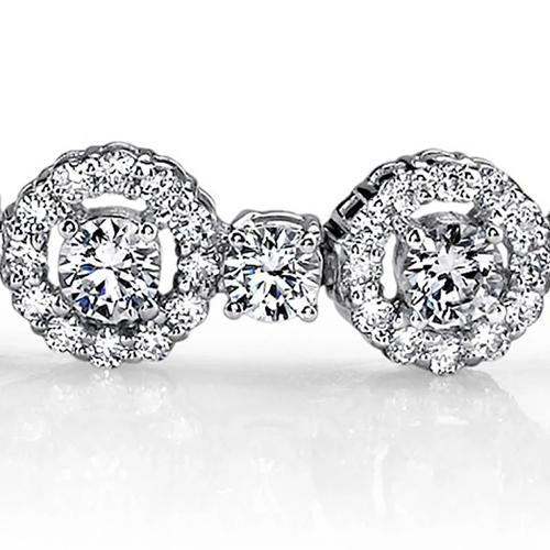 Bracciale Tennis Con Vero Diamanti Tondi Bianchi Oro 14K 9.40 Carati