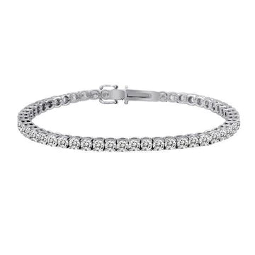 Bracciale Tennis Con Vero Diamanti Tondi Brillanti 5 Carati Oro Bianco 14K