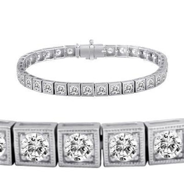 Bracciale Tennis Con Vero Diamanti Tondi Oro Bianco 14K Donna Gioielli 3.50 Carati