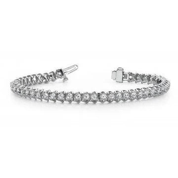 Bracciale Tennis Con Vero Diamanti Tondi Solid 4 Prong Set Oro Bianco 8.80 Carati