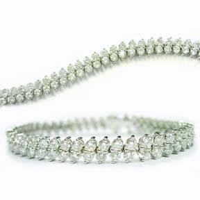 Bracciale Tennis Con Vero Diamanti Tondi in Oro Bianco 14K 12 Ct con Montatura a Denti