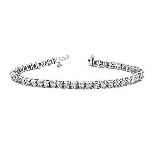 Bracciale Tennis Da 10 Carati Con Vero Diamanti Rotondi Set Di Griffe In Oro Bianco Massiccio