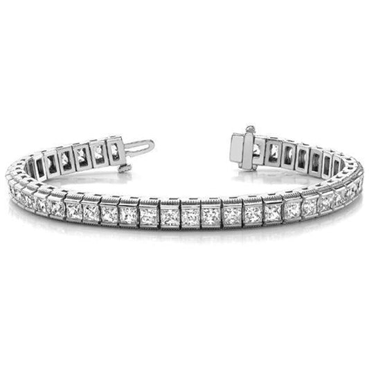 Bracciale Tennis Da 12.60 Carati Con Vero Diamanti Taglio Principessa Scintillante WG 14K