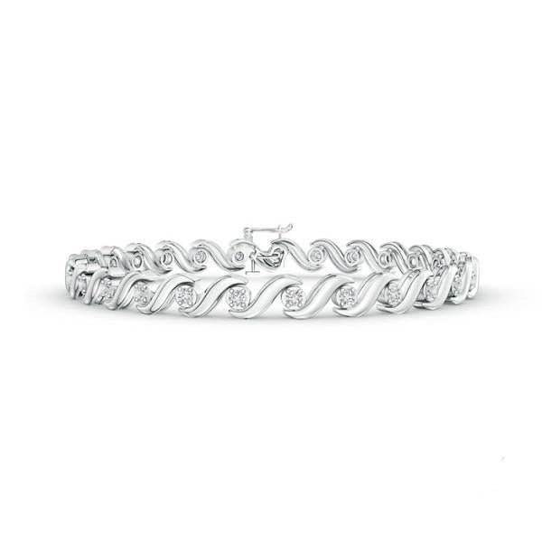 Bracciale Tennis Da 3.75 Carati Con Vero Diamanti A Taglio Rotondo In Oro Bianco Massiccio 14K