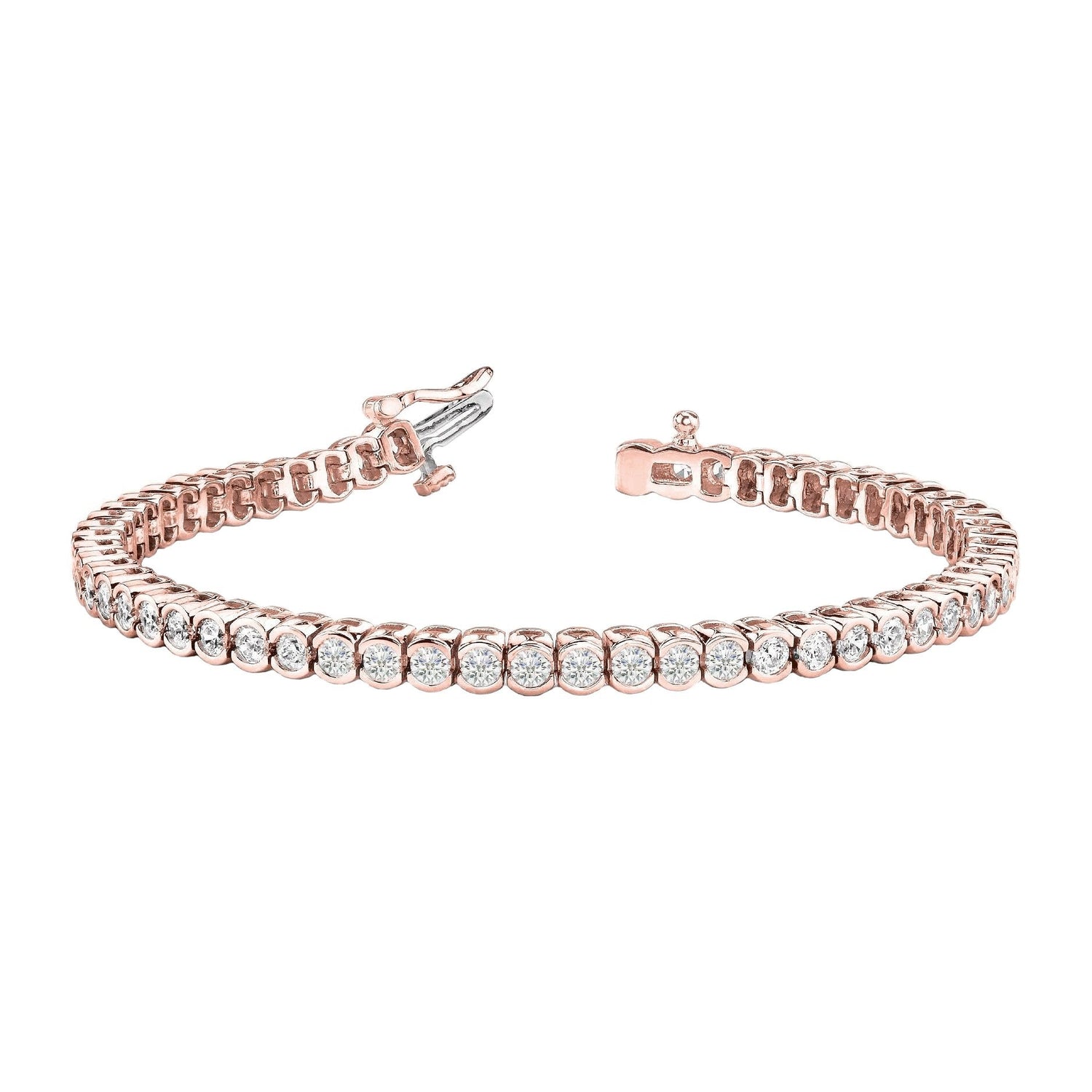 Bracciale Tennis Da 5.60 Carati Con Vero Diamanti Rotondi In Oro Rosa 14K