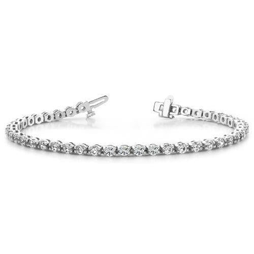 Bracciale Tennis Da 6.15 Ct Con Genuino Diamanti A Taglio Rotondo Piccolo. Oro Bianco 14K