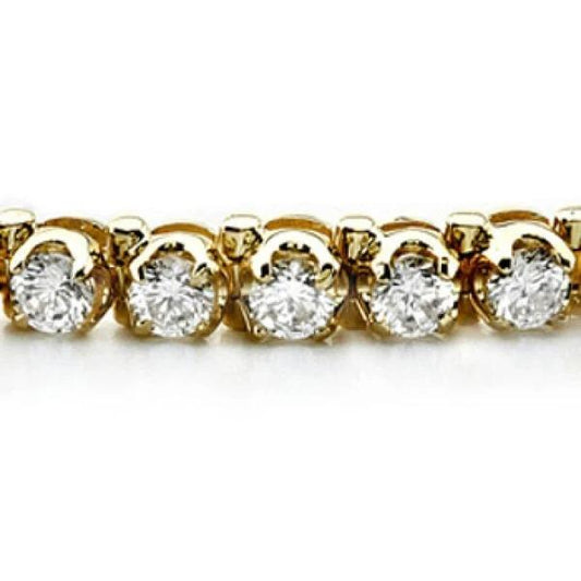 Bracciale Tennis Da 6.45 Carati Con Genuino Diamanti Rotondi Incastonati In Oro Giallo 14K