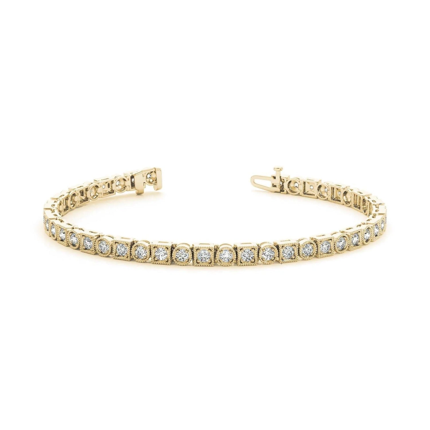 Bracciale Tennis Da 6.60 Carati Con Vero Diamanti A Taglio Rotondo In Oro Giallo 14K