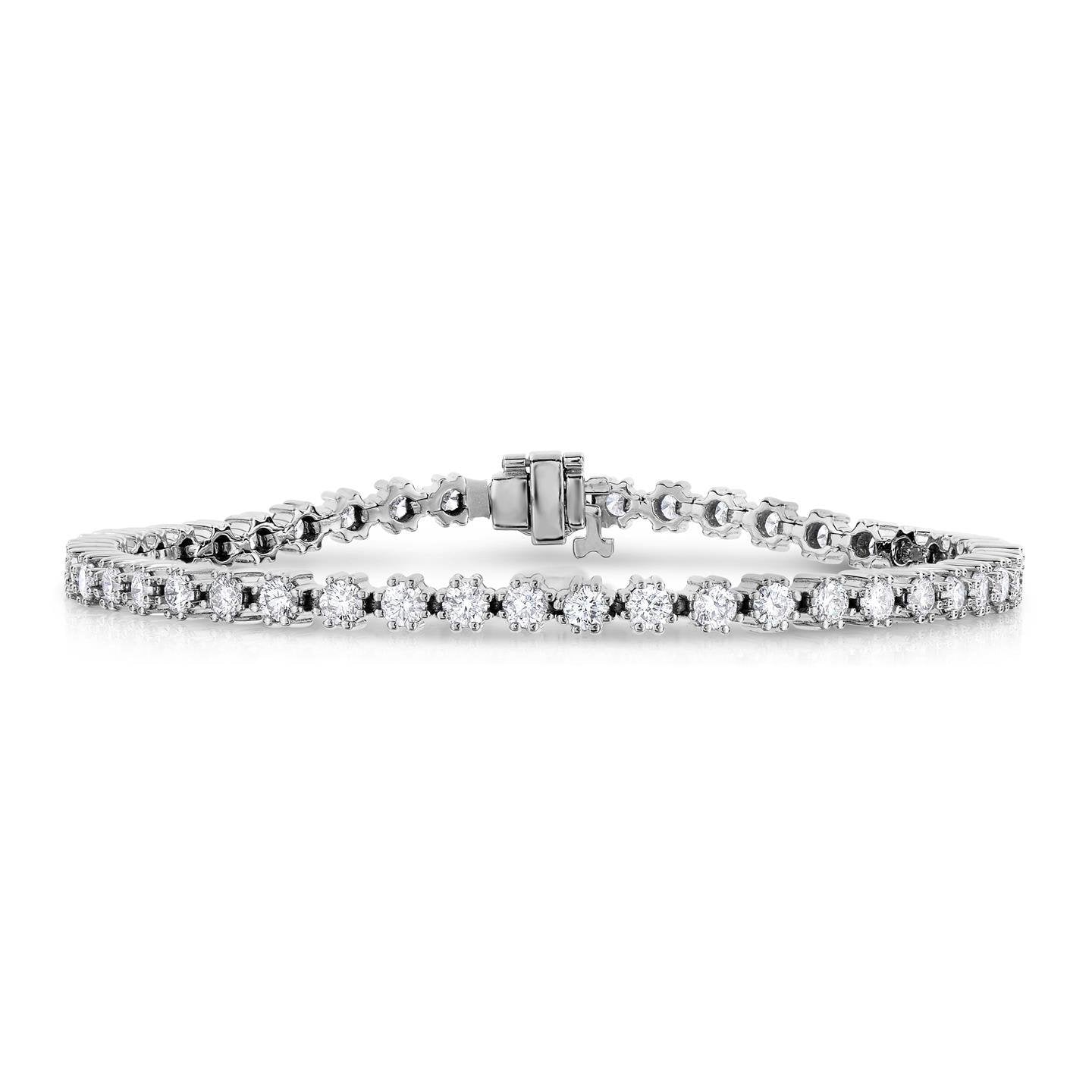 Bracciale Tennis Da 6.75 Carati Con Naturale Diamanti Taglio Brillante Rotondo WG 14K