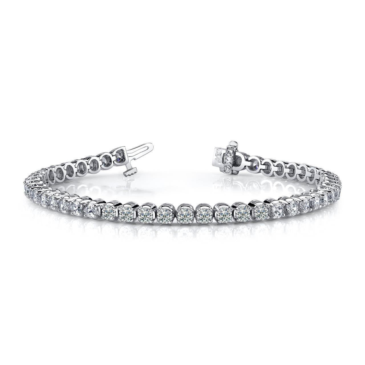 Bracciale Tennis Da 6.90 Carati Con Genuino Diamanti A Taglio Rotondo