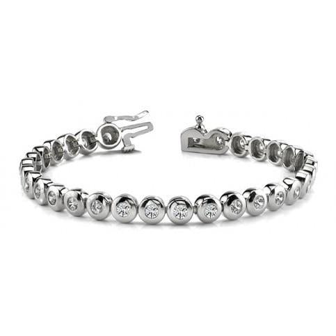 Bracciale Tennis Da 6,20 Ct Con Castone Rotondo E Genuino Diamanti, Oro Bianco Massiccio 14K