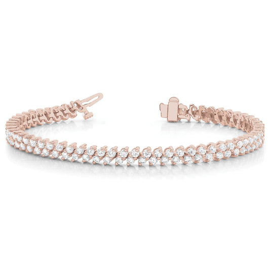 Bracciale Tennis Da 7.85 Carati Con Naturale Diamanti Rotondi In Oro Rosa 14K