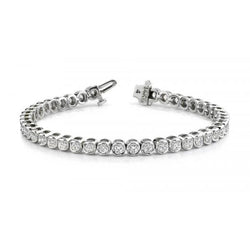 Bracciale Tennis Da 8.40 Ct Con Vero Diamanti A Taglio Rotondo. Gioielleria Raffinata. Oro Bianco