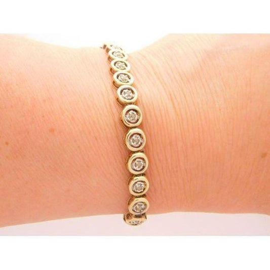 Bracciale Tennis Da Donna Con Genuino Diamanti A Taglio Rotondo Da 6 Carati In Oro Giallo 14K