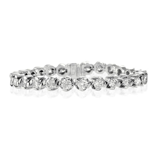 Bracciale Tennis Da Donna Con Naturale Diamante Taglio Brillante Rotondo In Oro Bianco 6.75 Ct.