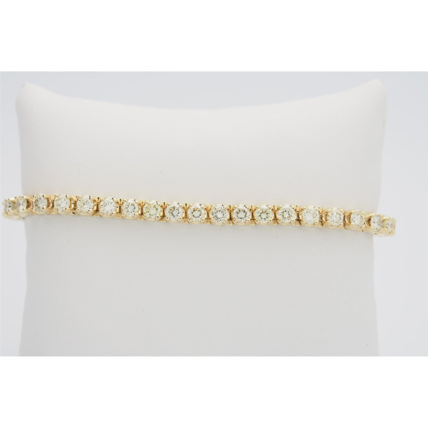 Bracciale Tennis Da Donna Con Naturale Diamanti Rotondi. Gioielli In Oro Giallo Massiccio 5 Ct