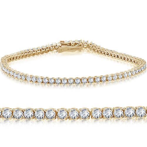 Bracciale Tennis Da Donna Con Vero Diamanti Tondi. Oro Giallo 4.50 Carati 14K