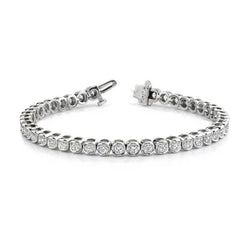 Bracciale Tennis Da Donna Con Vero Diamanti Tondi In Oro Bianco Massiccio 14K 10.50 Ct