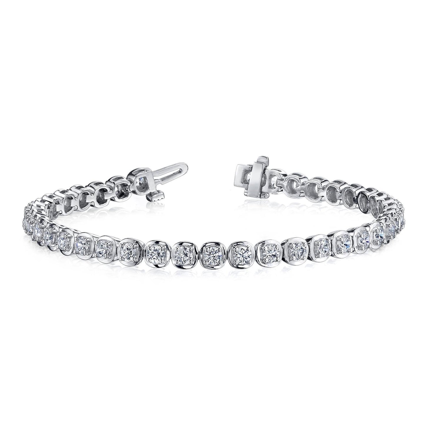 Bracciale Tennis Da Donna In Oro Bianco Con Genuino Diamanti A Taglio Rotondo Da 6 Ct