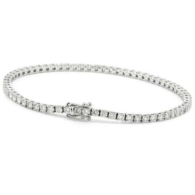 Bracciale Tennis Da Donna In Oro Bianco Con Naturale Diamanti A Taglio Rotondo 5.40 Ct