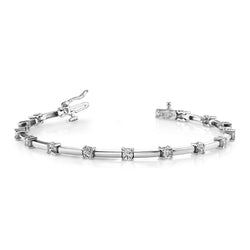 Bracciale Tennis Da Donna In Oro Bianco Con Naturale Diamanti Rotondi Da 3 Ct