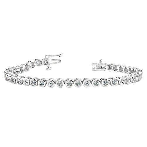 Bracciale Tennis Da Donna In Oro Bianco Con Naturale Diamanti Tondi Taglio Brillante Da 12 Ct