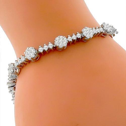 Bracciale Tennis Da Donna In Oro Bianco Con Vero Diamante Taglio Brillante Rotondo 5 Ct