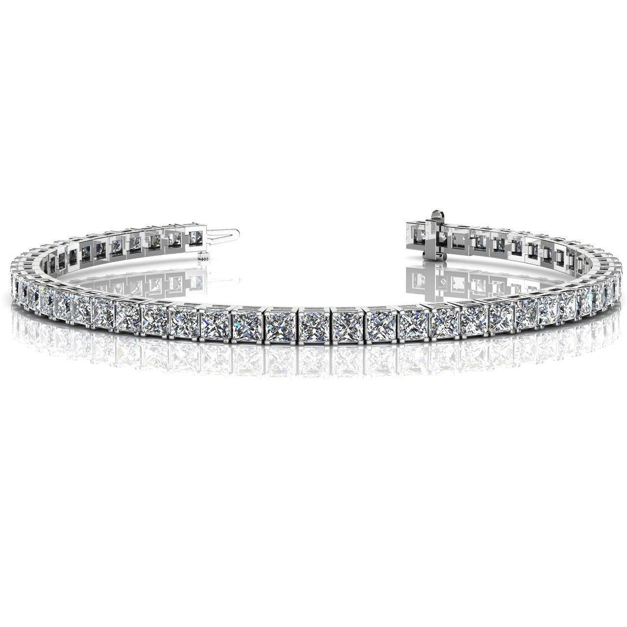 Bracciale Tennis Da Donna In Oro Bianco Con Vero Diamanti Taglio Princess Da 9 Ct