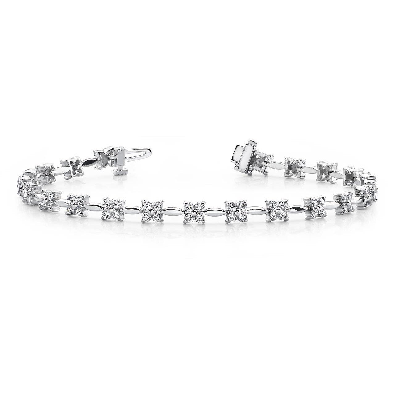 Bracciale Tennis Da Donna In Oro Con Genuino Diamanti Rotondi Da 4.40 Ct