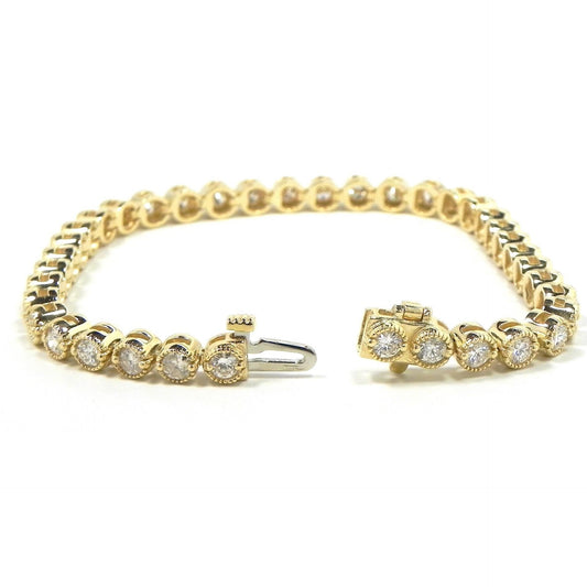 Bracciale Tennis Da Donna In Oro Giallo 14K Con Genuino Diamanti Rotondi 10 Carati