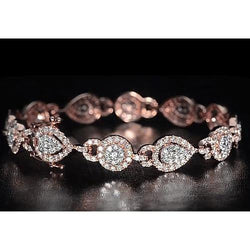Bracciale Tennis Donna 10 Carati Gioielli In Oro Rosa Con Naturale Diamanti