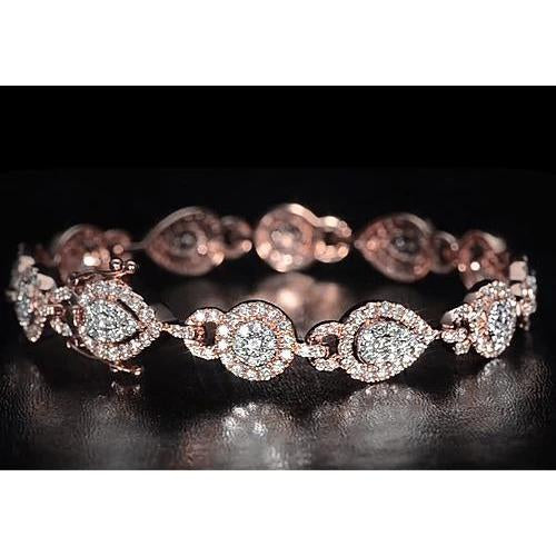 Bracciale Tennis Donna 10 Carati Gioielli In Oro Rosa Con Naturale Diamanti