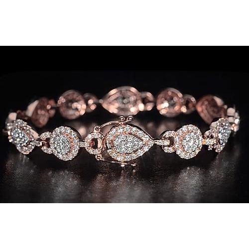 Bracciale Tennis Donna 10 Carati Gioielli In Oro Rosa Con Naturale Diamanti