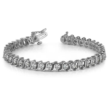 Bracciale Tennis Donna 7.60 Carati Vero Diamanti Taglio Rotondo Oro Bianco 14K