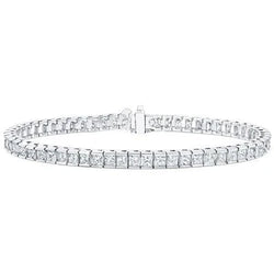 Bracciale Tennis Donna Con Vero Diamanti Taglio Principessa Oro Bianco 8.25 Carati 14K