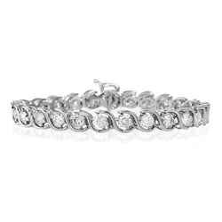 Bracciale Tennis Donna Genuino Diamante Rotondo Oro Bianco 6.25 Carati
