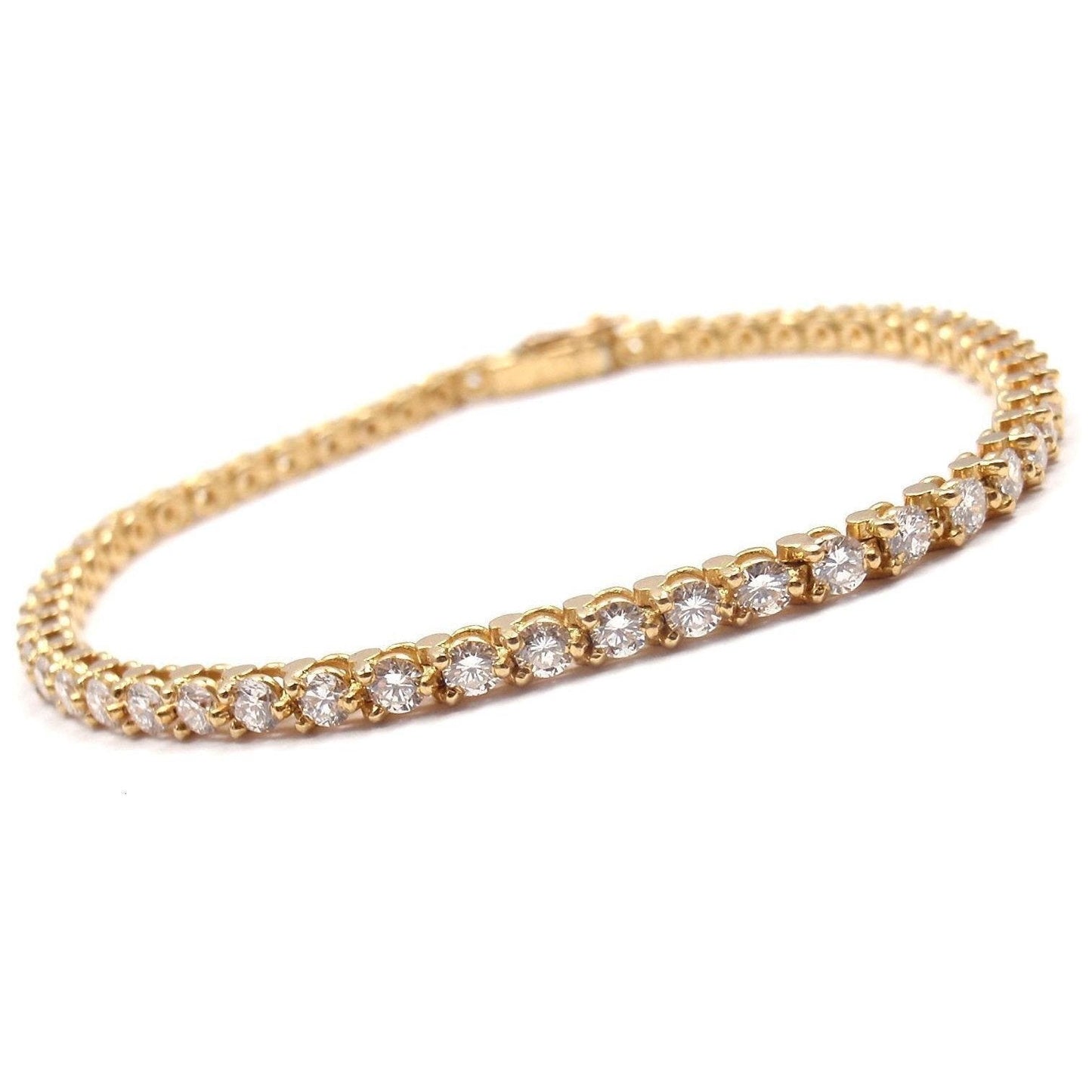 Bracciale Tennis Donna In Oro Giallo 14K Da 5.5 Ct Con Vero Diamanti A Taglio Rotondo