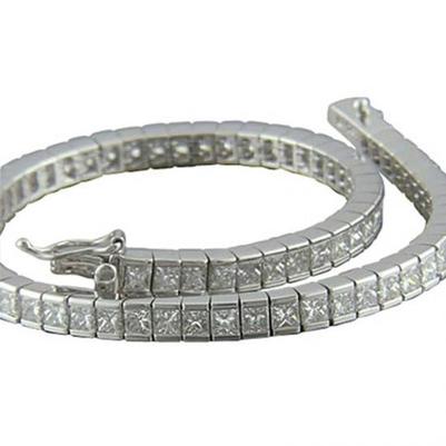 Bracciale Tennis Donna Oro 7,20 Ct Canale Incastonato Con Genuino Diamanti Taglio Princess